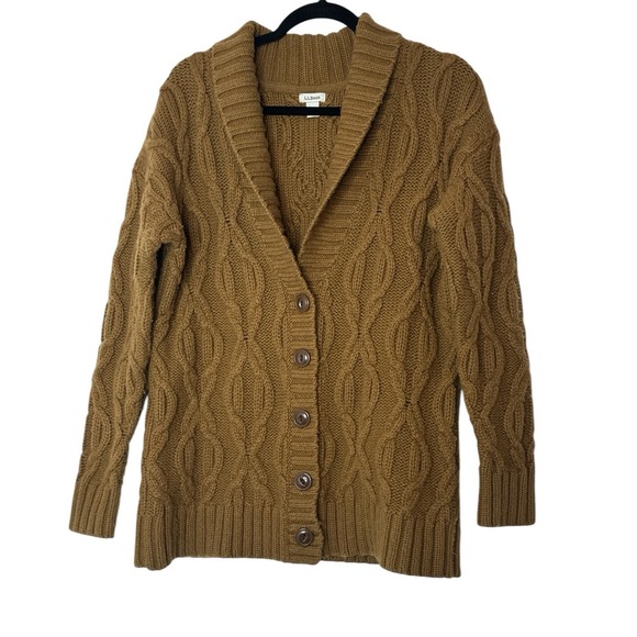 L.L. Bean Sweaters - L.L.Bean Cardigan Sweater Women Small Cableknit‎ Cozy Fisherman Outdoor Preppy